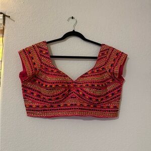 Elegant Pink Embellished Saree Blouse